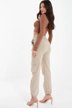 Stone Tie Waist Cargo Trousers -Princess Style Shop 00100038140 XB