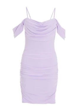 Lilac Ruched Bodycon Mini Dress