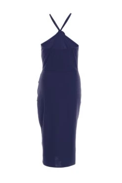 Navy Flower Ruched Midi Dress -Princess Style Shop 00100038206 ZB