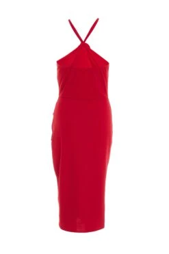 Red Flower Ruched Midi Dress -Princess Style Shop 00100038207 ZB