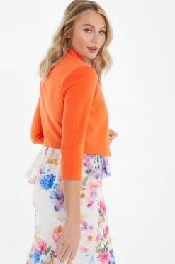 Orange Shawl Collar Crop Jacket 10 Orange Shawl Collar Crop Jacket -Princess Style Shop 00100038208 XB