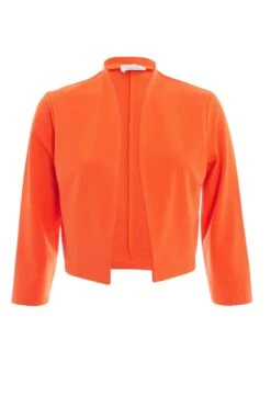 Orange Shawl Collar Crop Jacket
