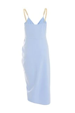 Blue Chain Ruched Midi Dress -Princess Style Shop 00100038212 ZB