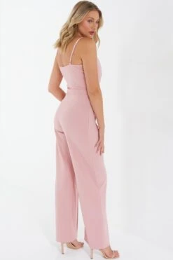 Light Pink Buckle Sleeveless Jumpsuit -Princess Style Shop 00100038215 XB