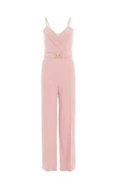 Light Pink Buckle Sleeveless Jumpsuit