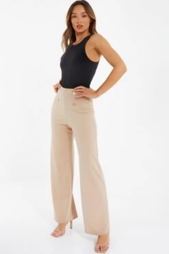 Stone Button Palazzo Trousers -Princess Style Shop 00100038220 XS