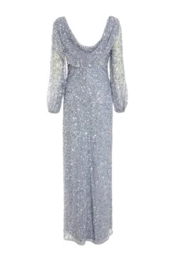 Grey Sequin Long Sleeve Maxi Dress -Princess Style Shop 00100038237 ZB