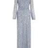 Grey Sequin Long Sleeve Maxi Dress -Princess Style Shop 00100038237 ZM