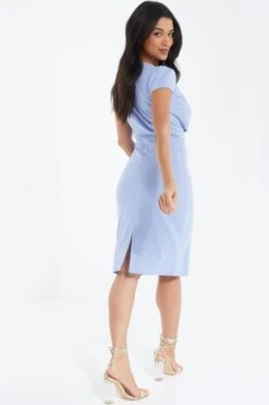 Light Blue Cap Sleeve Midi Dress -Princess Style Shop 00100038248 XB