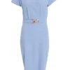 Light Blue Cap Sleeve Midi Dress