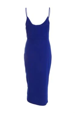 Royal Blue Ruched Bodycon Midi Dress -Princess Style Shop 00100038259 ZB