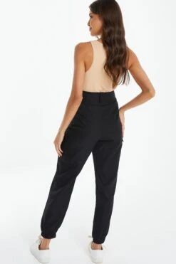 Black Zip Detail Cargo Trouser -Princess Style Shop 00100038271 XB