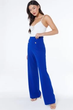 Royal Blue Button Palazzo Trousers -Princess Style Shop 00100038281 XS