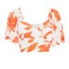 Orange Floral Frill Crop Top 1 Orange Floral Frill Crop Top -Princess Style Shop 00100038284 ZM