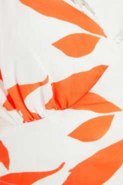 Orange Floral Frill Crop Top -Princess Style Shop 00100038284 ZS