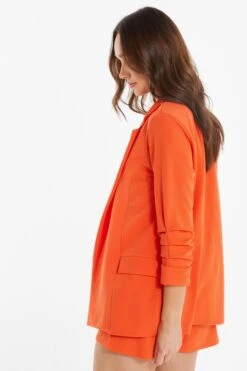 Orange Ruched Sleeve Blazer -Princess Style Shop 00100038285 XB