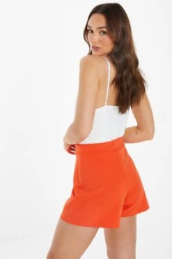 Orange Button Tailored Shorts -Princess Style Shop 00100038286 XB