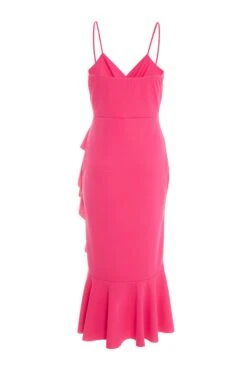 Pink Frill Hem Midi Dress -Princess Style Shop 00100038317 ZB