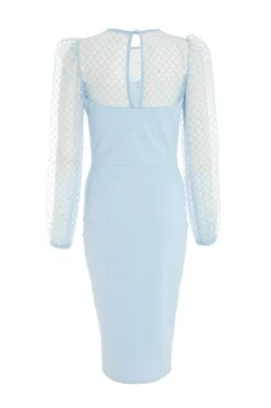 Light Blue Mesh Midi Dress -Princess Style Shop 00100038320 ZB