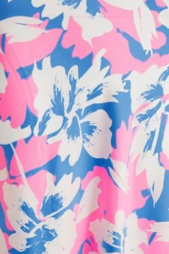 Blue Floral Satin Tie Back Midi Dress -Princess Style Shop 00100038338 ZS