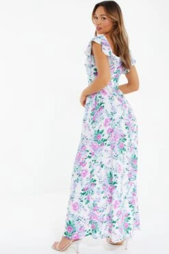White Floral Split Maxi Dress -Princess Style Shop 00100038341 XB