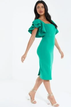 Green Frill Midi Dress -Princess Style Shop 00100038343 XS