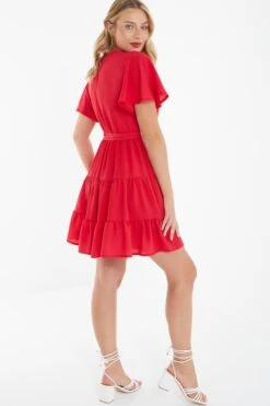 Red Wrap Skater Dress -Princess Style Shop 00100038347 XB