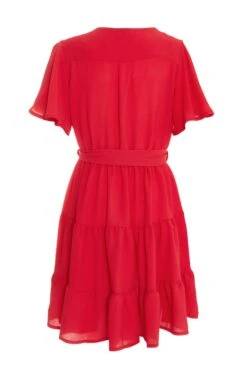 Red Wrap Skater Dress -Princess Style Shop 00100038347 ZB