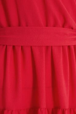 Red Wrap Skater Dress -Princess Style Shop 00100038347 ZS