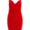 Red Ruched Bodycon Mini Dress
