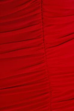 Red Ruched Bodycon Mini Dress -Princess Style Shop 00100038352 ZS