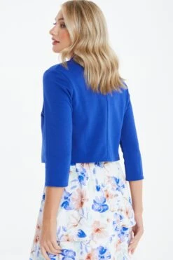 Royal Blue Shawl Collar Crop Jacket -Princess Style Shop 00100038403 XB