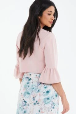 Pink Frill Sleeve Crop Jacket -Princess Style Shop 00100038404 XB