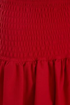 Red Ruched Frill Mini Skirt -Princess Style Shop 00100038420 ZS