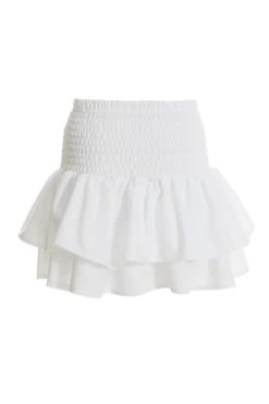 White Ruched Frill Mini Skirt -Princess Style Shop 00100038421 ZB