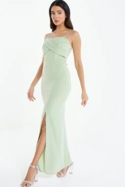 Sage Cross Front Maxi Dress -Princess Style Shop 00100038434 XS