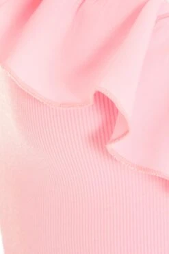 Light Pink Ribbed Frill Bodysuit -Princess Style Shop 00100038455 ZS