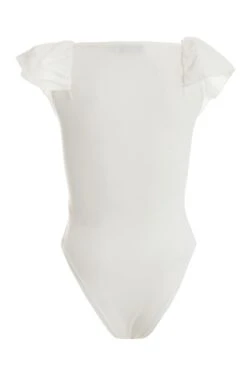 White Ribbed Frill Bodysuit -Princess Style Shop 00100038456 ZB