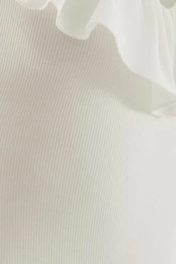 White Ribbed Frill Bodysuit -Princess Style Shop 00100038456 ZS