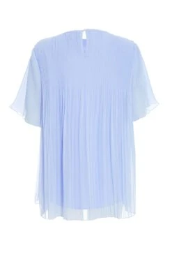 Light Blue Chiffon Pleated Blouse -Princess Style Shop 00100038457 ZB