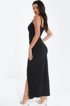 Black Buckle Strap Maxi Dress -Princess Style Shop 00100038460 XB