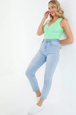 Mint Ribbed Button Bodysuit 11 Mint Ribbed Button Bodysuit -Princess Style Shop 00100038462 XS