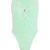Mint Ribbed Button Bodysuit -Princess Style Shop 00100038462 ZM