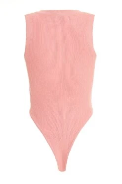 Coral Ribbed Button Bodysuit -Princess Style Shop 00100038463 ZB