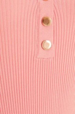 Coral Ribbed Button Bodysuit -Princess Style Shop 00100038463 ZS