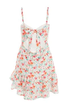 White Ditsy Floral Frill Mini Dress -Princess Style Shop 00100038464 ZB