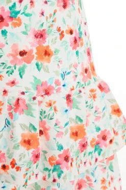 White Ditsy Floral Frill Mini Dress -Princess Style Shop 00100038464 ZS