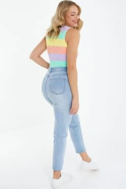 Multicoloured Stripe Knitted Bodysuit -Princess Style Shop 00100038467 XB