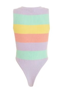 Multicoloured Stripe Knitted Bodysuit -Princess Style Shop 00100038467 ZB