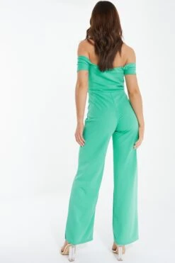 Green Bardot Palazzo Jumpsuit -Princess Style Shop 00100038470 XB